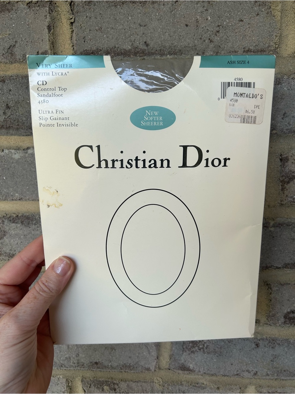 VTG Christian Dior Very Sheer Control Top Pantyhose NIB Ash Gray Size 4